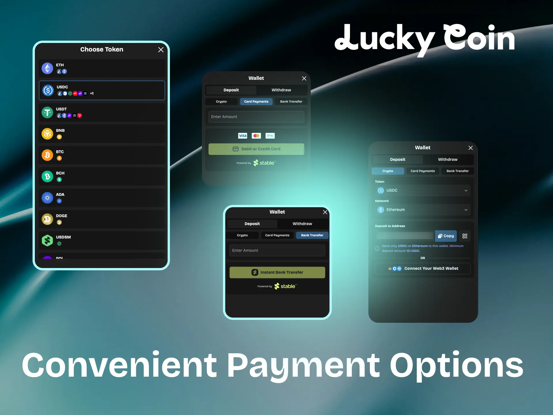 Payment options at Lucky Coin casino