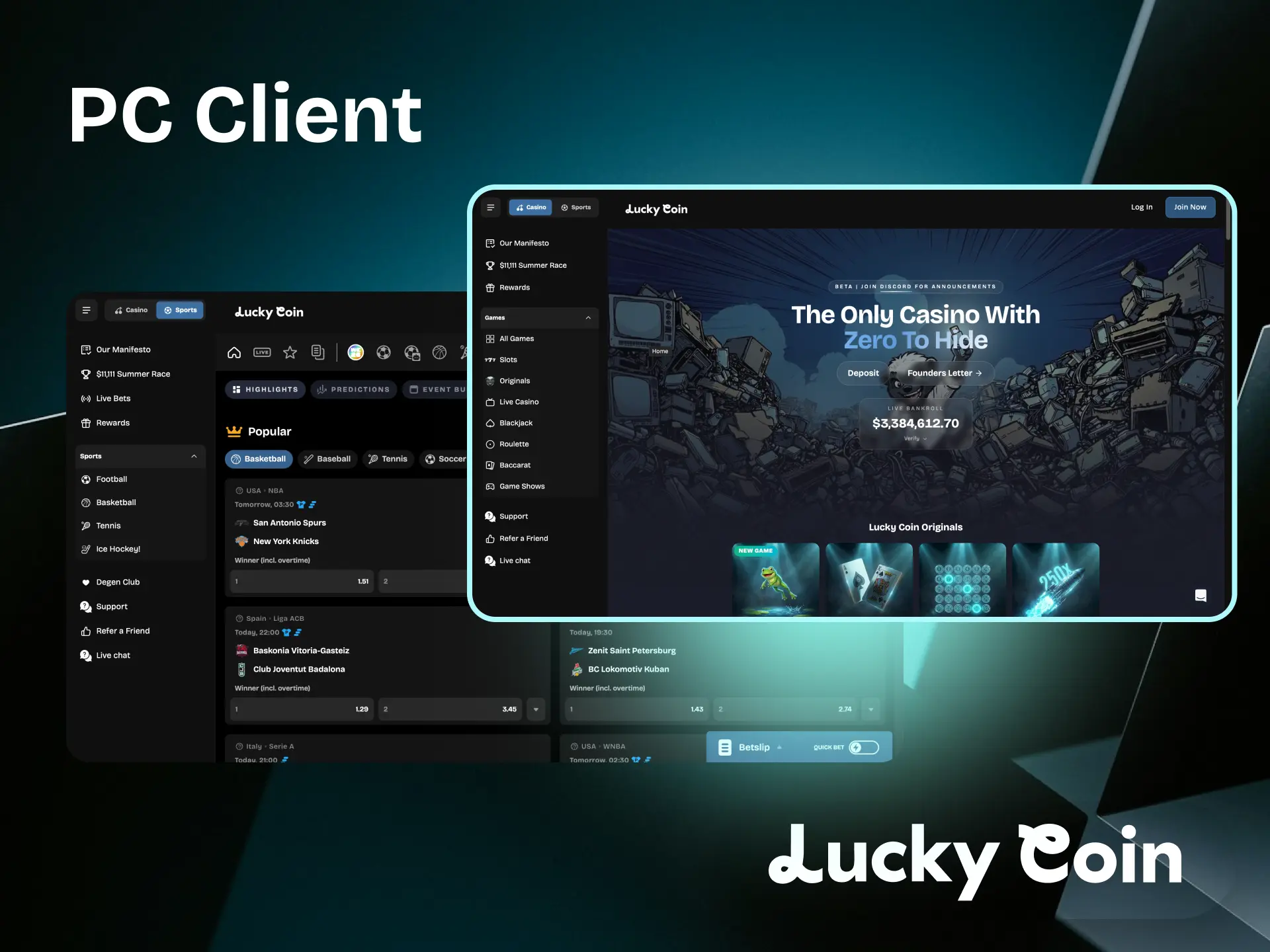 PC client for Windows and macOS on Lucky Coin