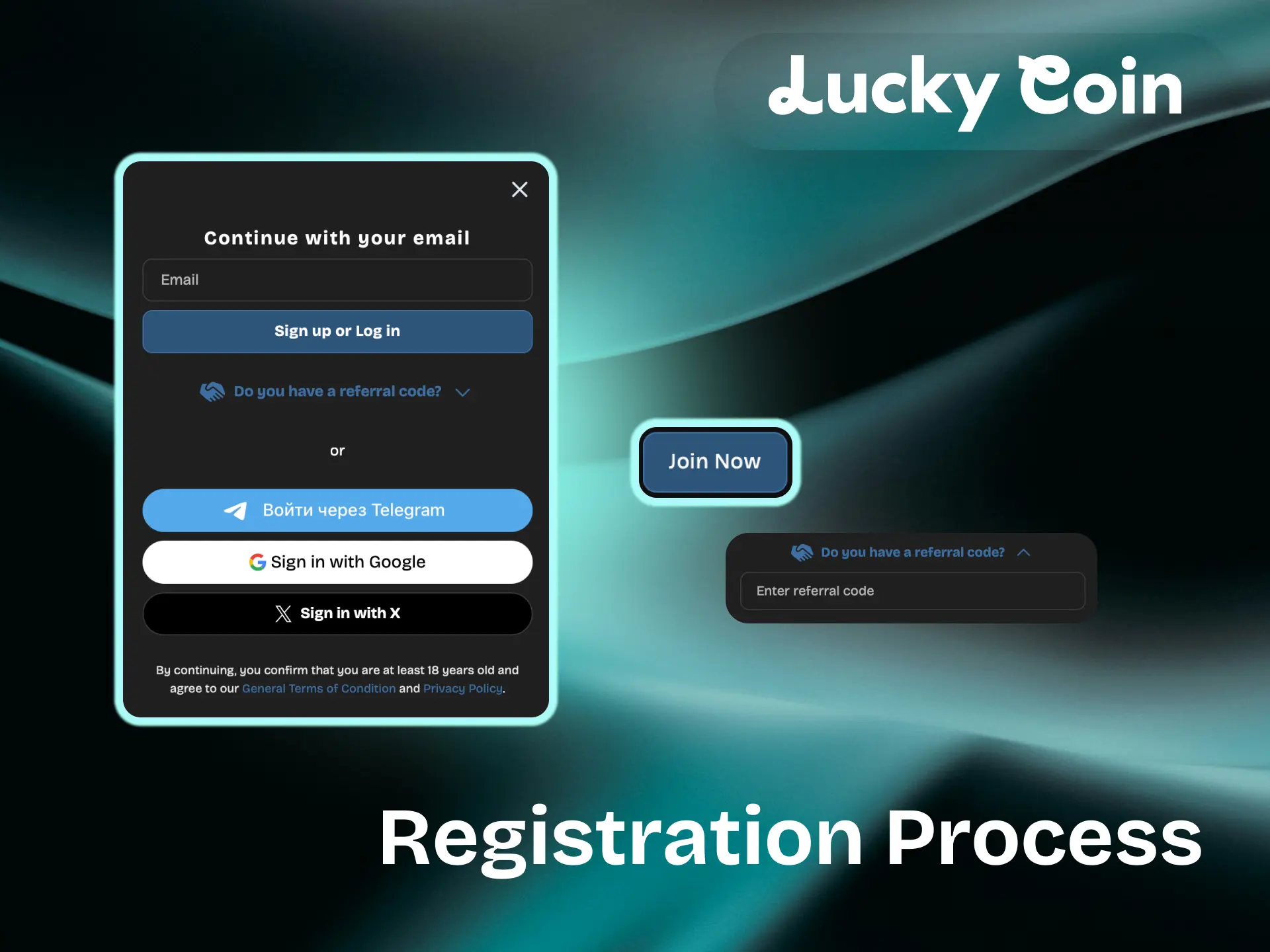 Lucky Coin registration process