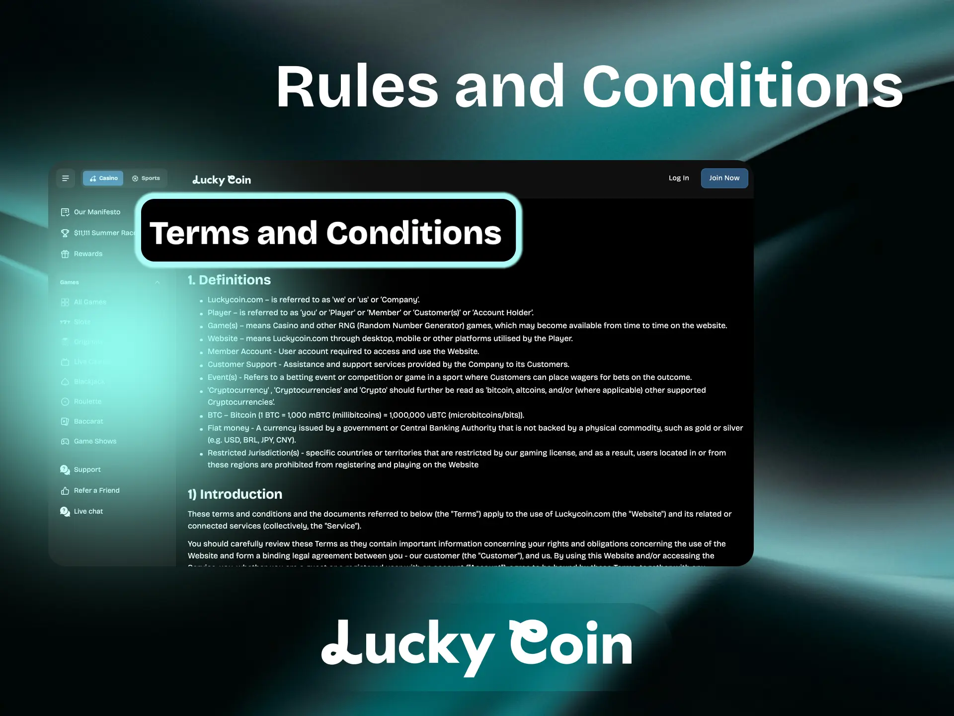 Rules and conditions at Lucky Coin casino