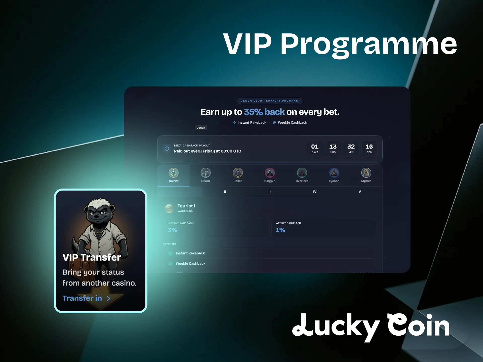 Lucky Coin VIP Programme - Degen Club loyalty tiers