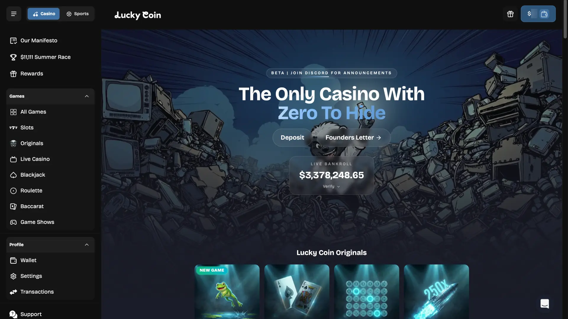 Complete the Lucky Coin sign up form to create your account and unlock welcome rewards.