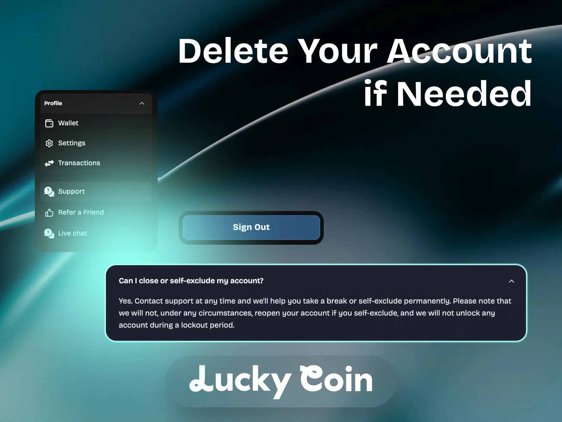 Lucky Coin account deletion steps